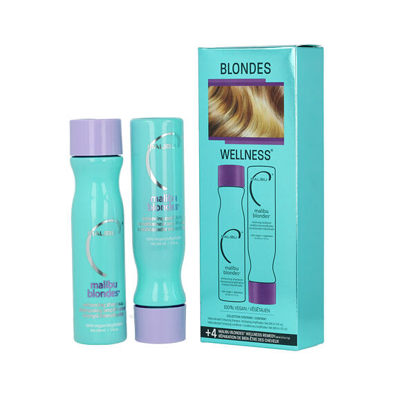 Malibu C Blondes Wellness Collection Shampoo 266 ml + Conditioner 266 ml + Säckchen 4 x 5 g